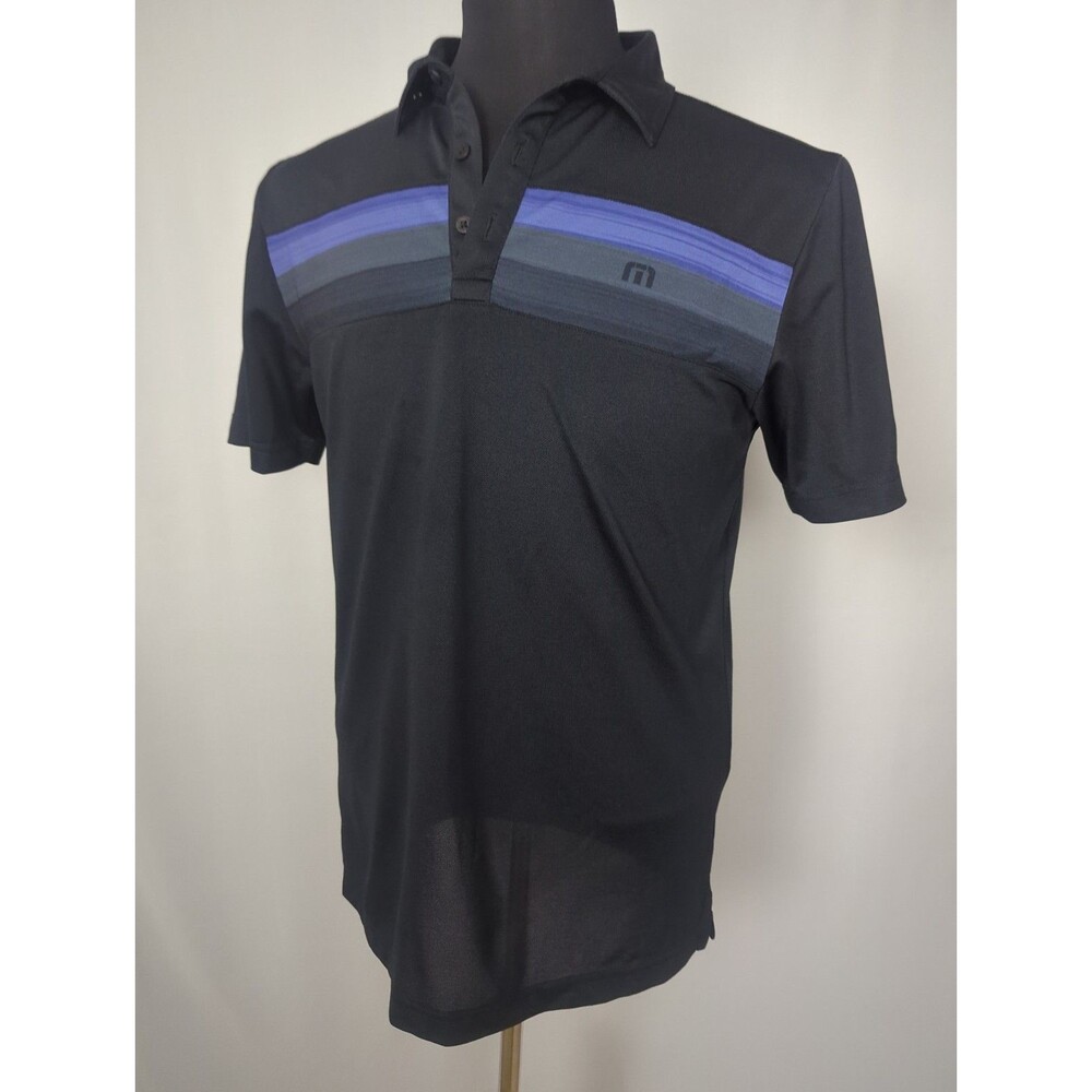 Travis Mathew Purple Golf Polo Size Medium Performance Polyester Striped